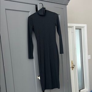 H&M Black Long Sleeve Ribbed Dress